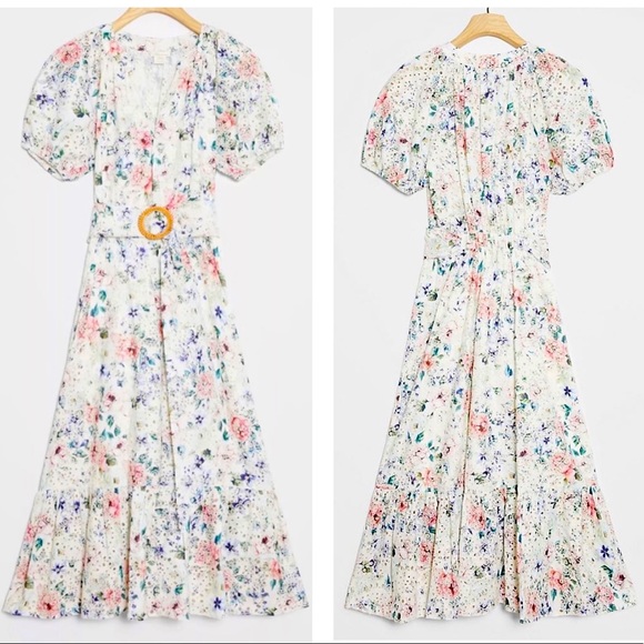 NWT Anthropologie Floral Eyelet MIDI Dress - Picture 6 of 11